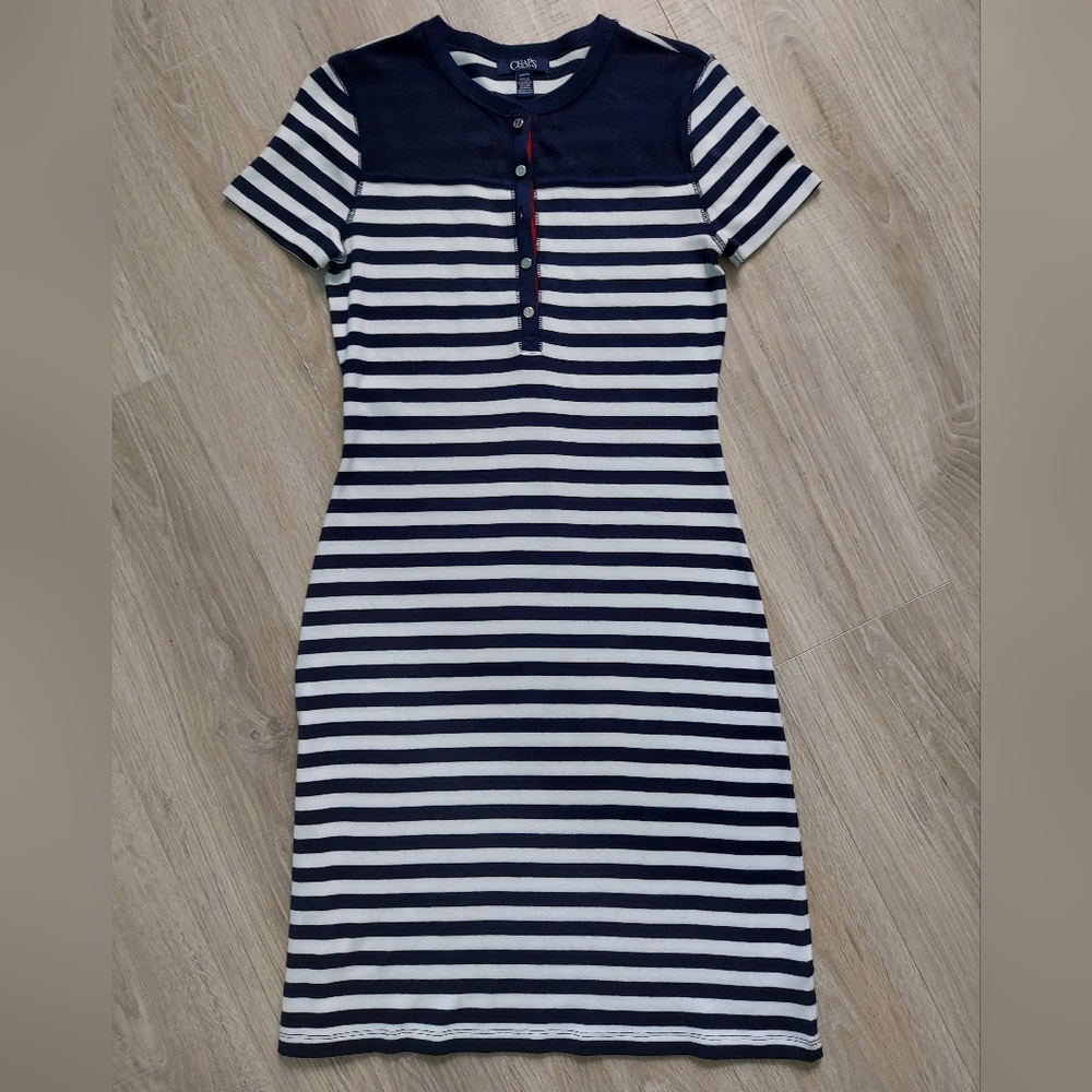 Chaps striped button dress
